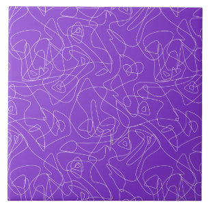 white abstract curved lines on a purple background tile