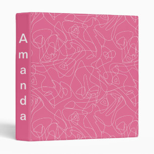 White abstract doodles on pink background binder