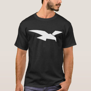 White Abstract Geometric Bird Soaring Down T-Shirt