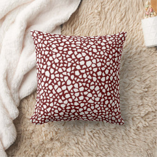 White Abstract Sharp Shards on Maroon Throw Pillow