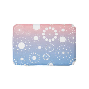 White Abstract Stars & Soft Pink & Blue Background Bath Mat