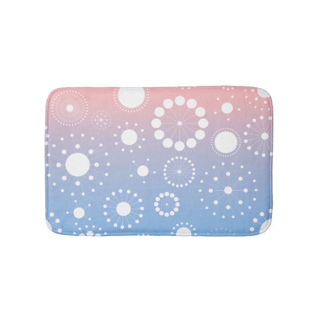 White Abstract Stars & Soft Pink & Blue Background Bath Mat (Front)