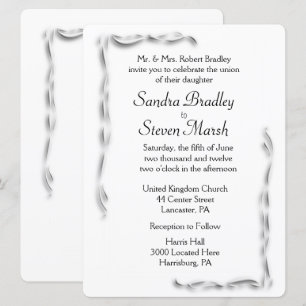 White Accent Wedding Invitation