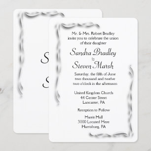 White Accent Wedding Invitation 5"x 7"