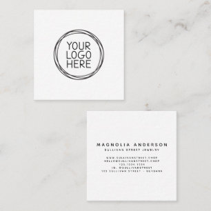 White Add Your Logo Modern Square Business Card