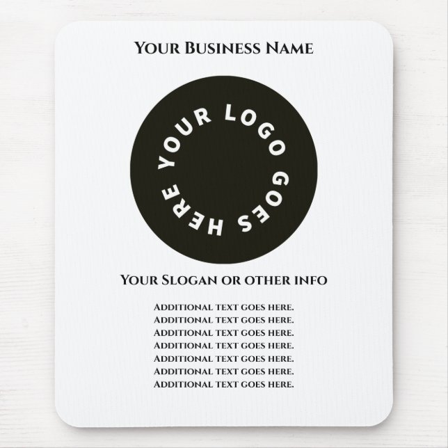 White add your own text and logo mouse pad (Front)