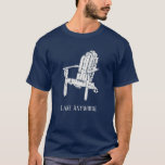 White Adirondack Chair Personalized Souvenir T-Shirt<br><div class="desc">Add the name of your favourite vacation spot or a fun slogan to create your own custom graphic t-shirt. This tee features an illustration of a wooden Adirondack chair in white and your own text below.</div>