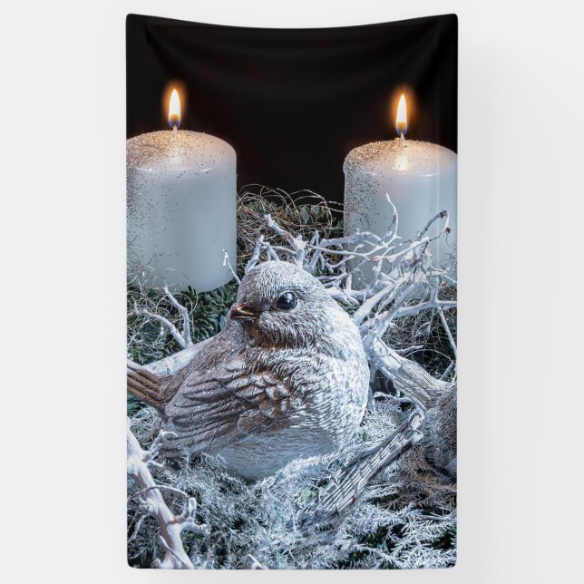 White Advent Wreath Banner (Vertical)