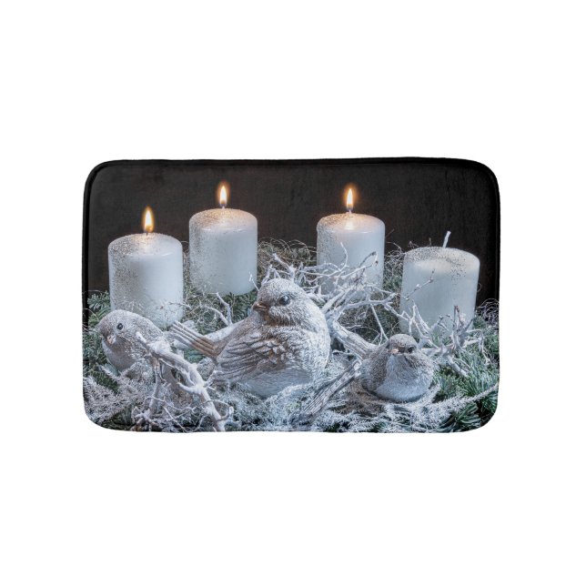 White Advent Wreath Bath Mat (Front)