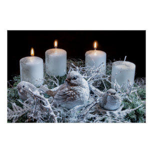 White Advent Wreath Poster