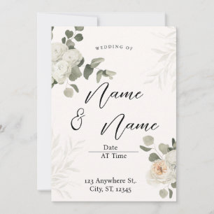 White Aesthetic Eucalyptus Wedding Invitation 