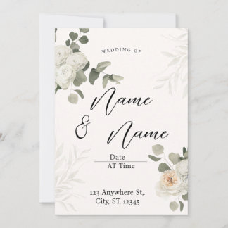 White Aesthetic Eucalyptus Wedding Invitation 