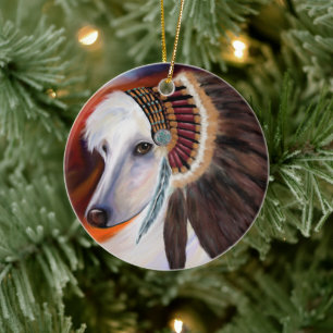 White Afghan Hound Ceramic Ornament
