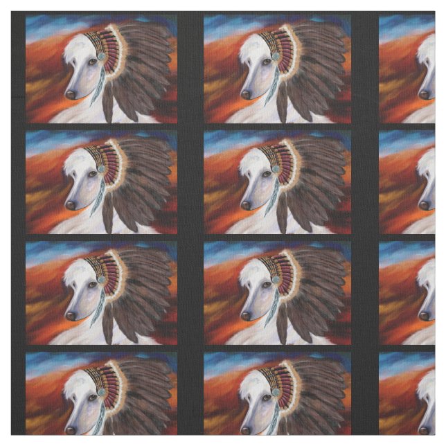 White Afghan Hound Fabric (Swatch)