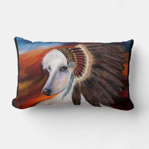 White Afghan Hound Lumbar Pillow