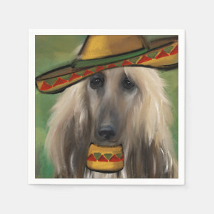 White Afghan Hound    Napkin