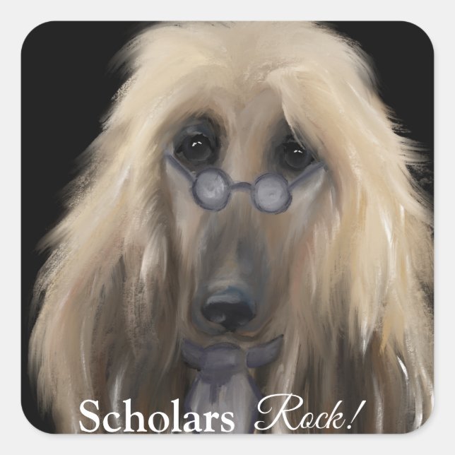 White Afghan Hound    Square Sticker (Front)