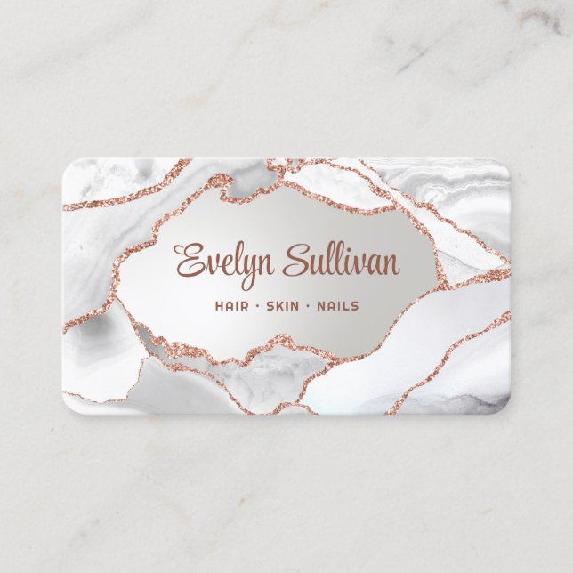 White Agate Faux Foil Business Card (Front)