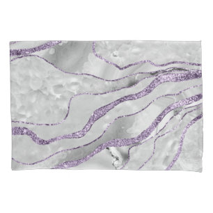 White Agate Lavender Glitter Glam #1 Pillowcase