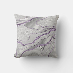 White Agate Lavender Glitter Glam #1  Throw Pillow