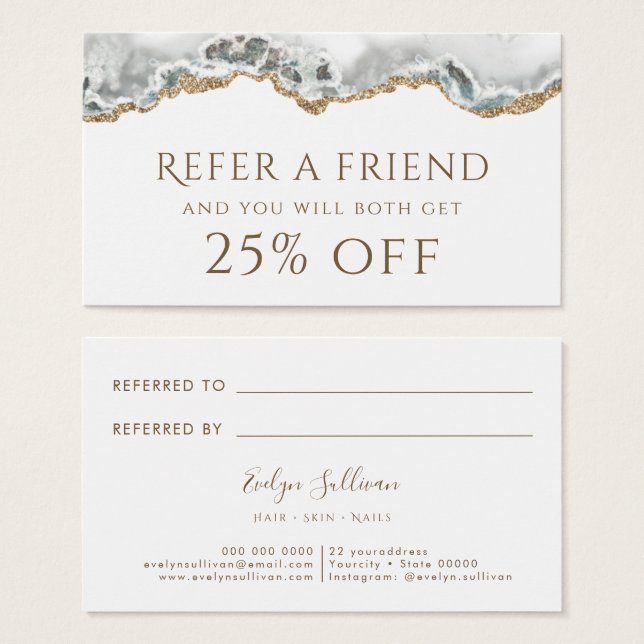 White Agate Referral Card (Front & Back)