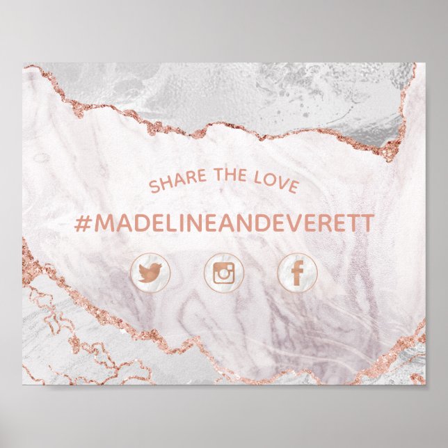 White Agate Share the Love Wedding Social Sign (Front)