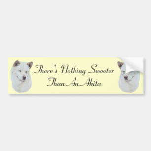 White akita dog realist portrait original slogan bumper sticker