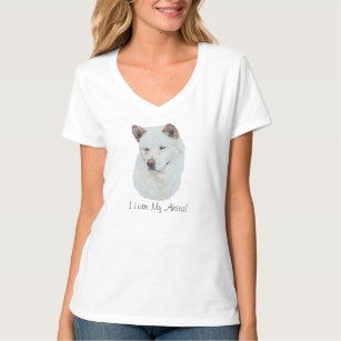 White akita realist dog portrait art T-Shirt
