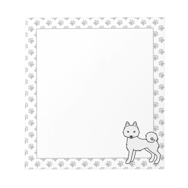 White Alaskan Klee Kai Cute Cartoon Dog Notepad (Front)