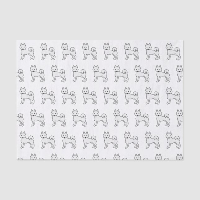 White Alaskan Klee Kai Cute Cartoon Dog Pattern Tissue Paper (Front)