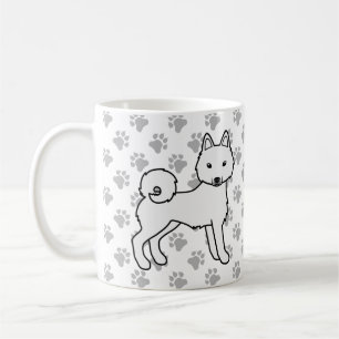 White Alaskan Klee Kai Cute Cartoon Dog & Paws Coffee Mug