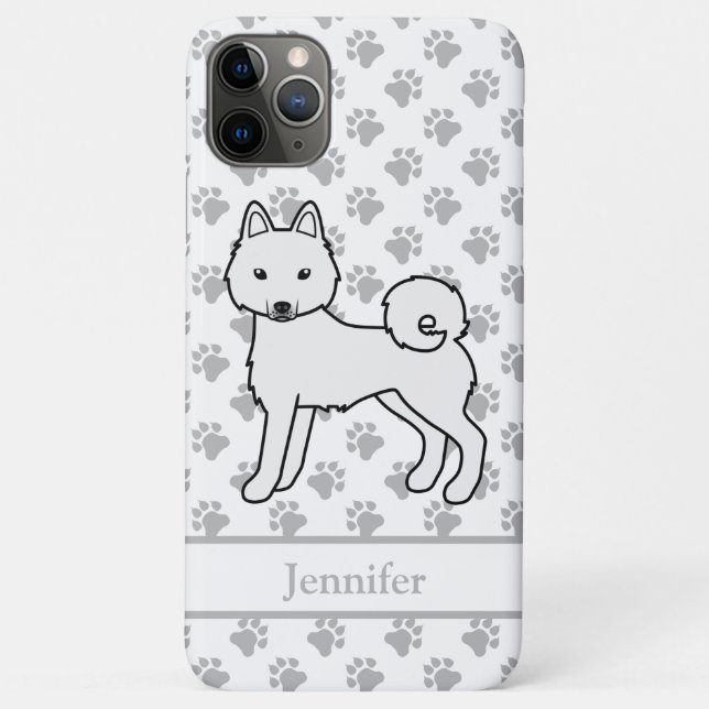 White Alaskan Klee Kai Cute Dog & Name Case-Mate iPhone Case (Back)