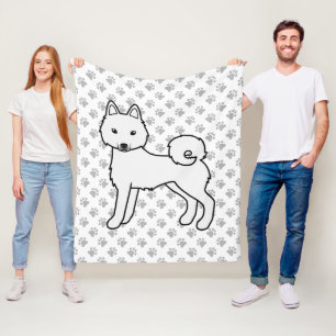 White Alaskan Klee Kai Cute Dog & Paws Fleece Blanket