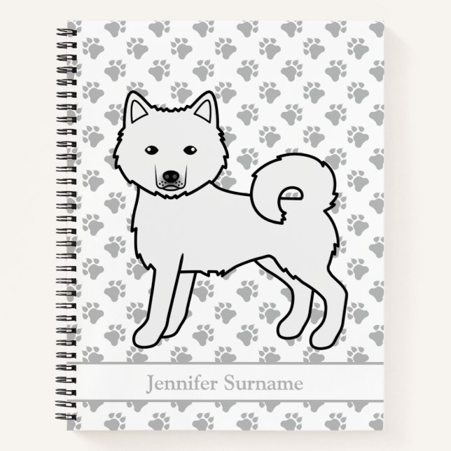 White Alaskan Malamute Dog & Custom Text Notebook (Front)