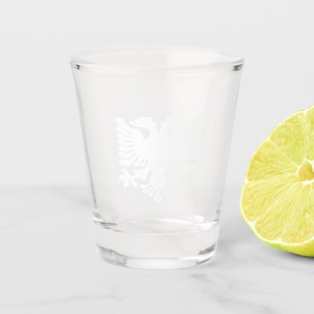 White Albanian Eagle Shot Glass (Front)