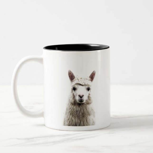 White Alpaca Two-Tone Coffee Mug (Left)