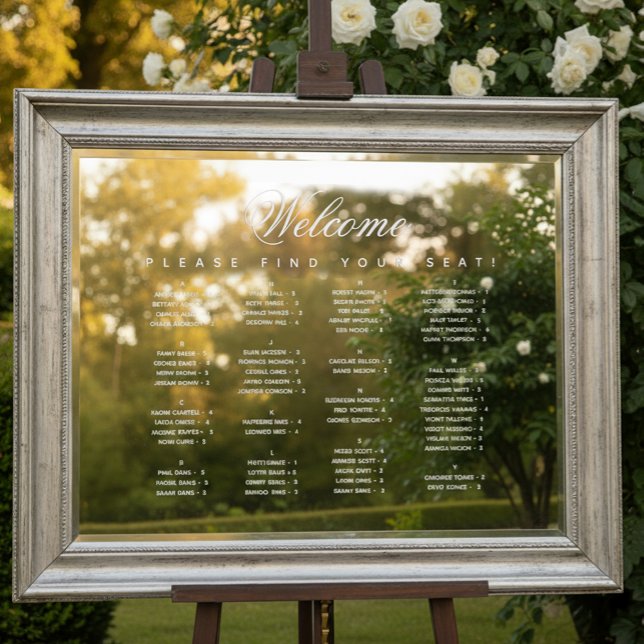 White Alphabetical Seating Chart Transparent  Window Cling (Creator Uploaded)