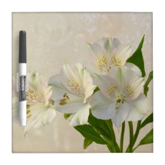 White Alstromeria Flowers Dry Erase Board