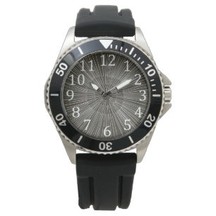 White alternating spokes on black, mens watch