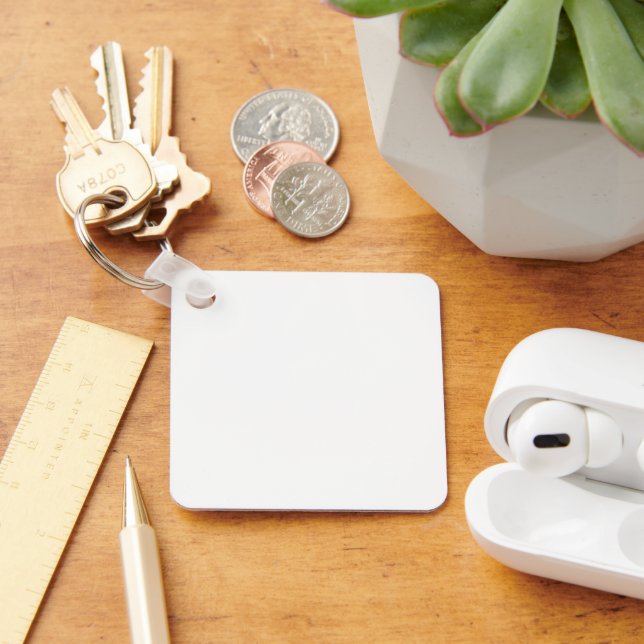 White Aluminum Square Keychain (Desk)