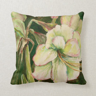 White Amaryllis Accent Pillow