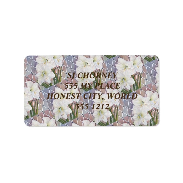 WHITE AMARYLLIS FLORAL LABEL (Front)