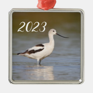 White American Avocet Metal Ornament