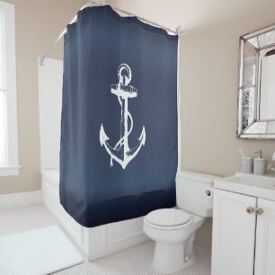 White Anchor and Navy Blue Background