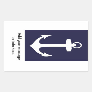 White Anchor on Navy Blue Background Sticker