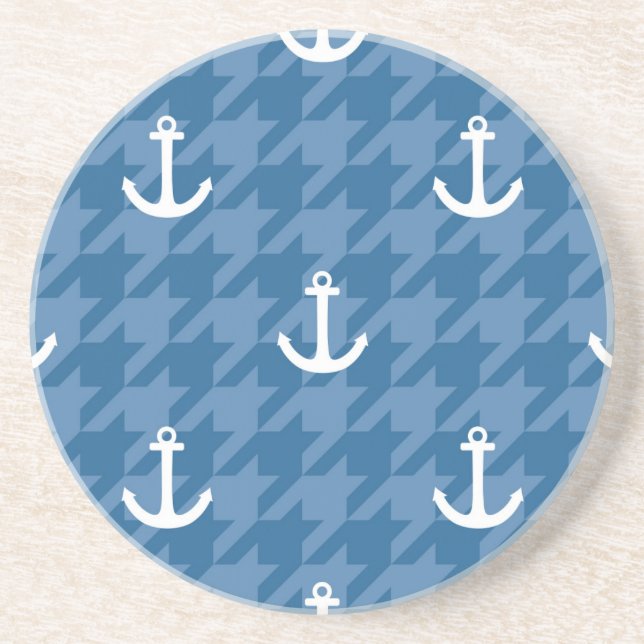 White Anchor Pattern Coaster (Front)