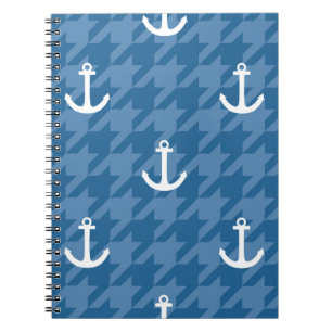 White Anchor Pattern Notebook