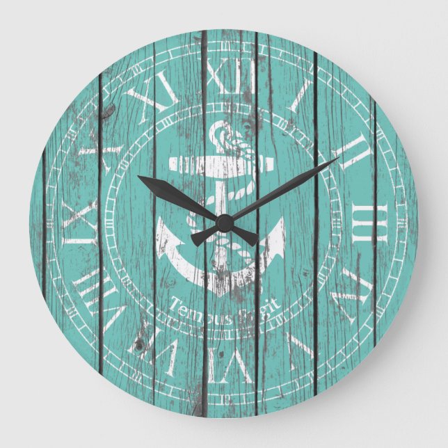 White Anchor Personalize Large Clock (Front)