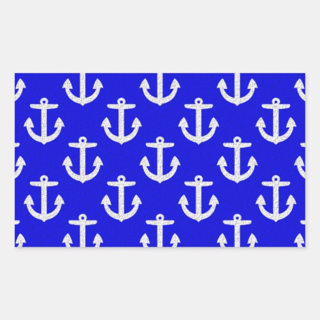 White Anchors On Blue Background Sticker (Front)