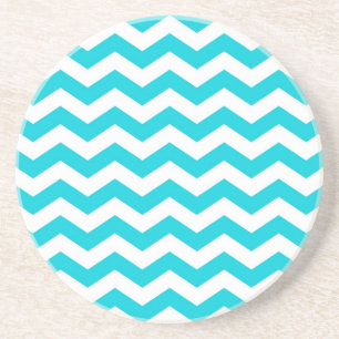 White and Aqua Zig Zag Pattern Coaster